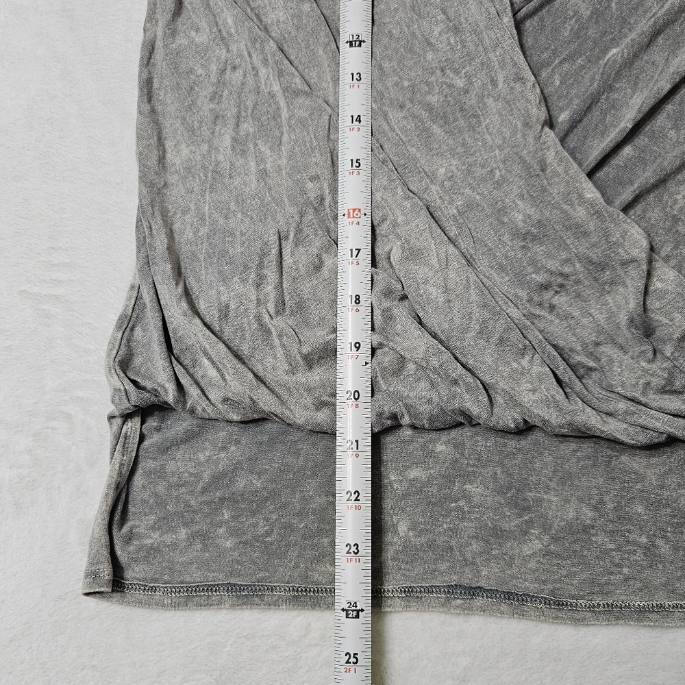 NWT Vintage Havana grey mineral wash faux wrap long sleeve surplice shirt Small - Picture 7 of 7